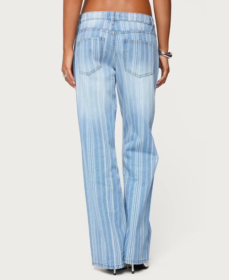 Edikted Women's Tera Striped Low Rise Jeans
