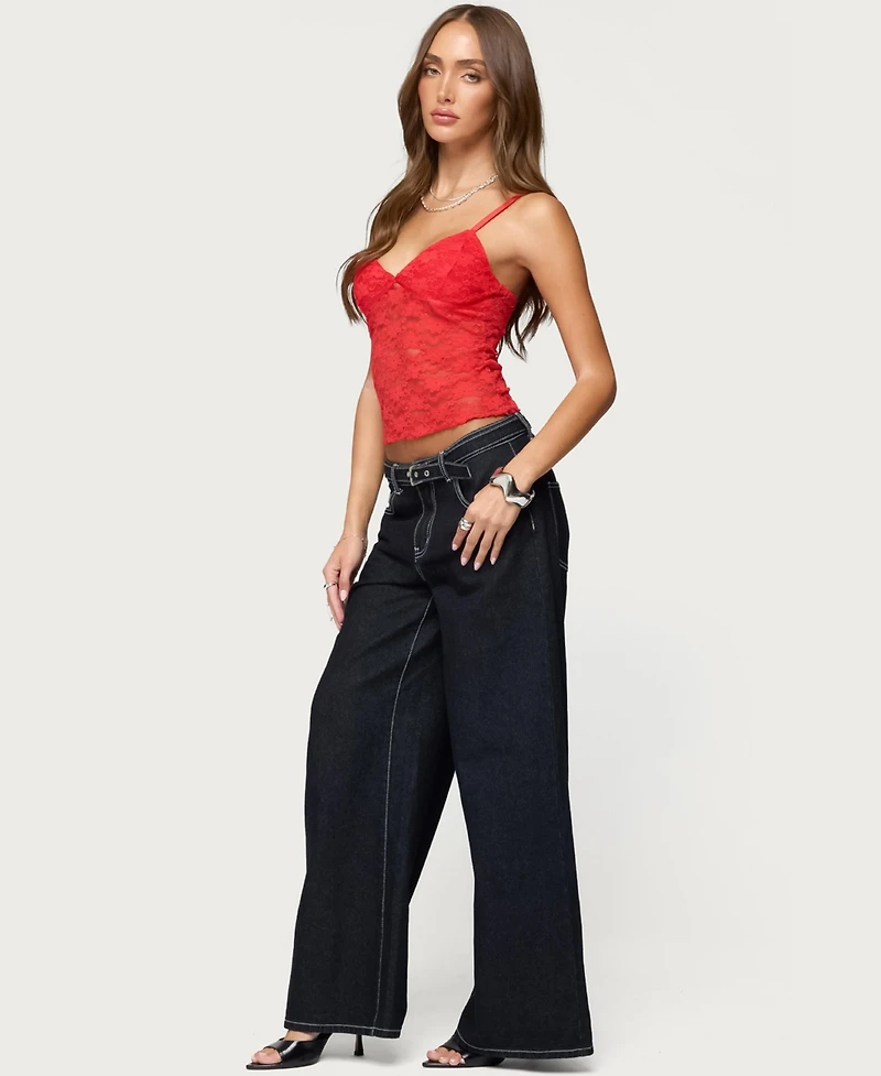 Edikted Women's Eira Sheer Lace Tank Top