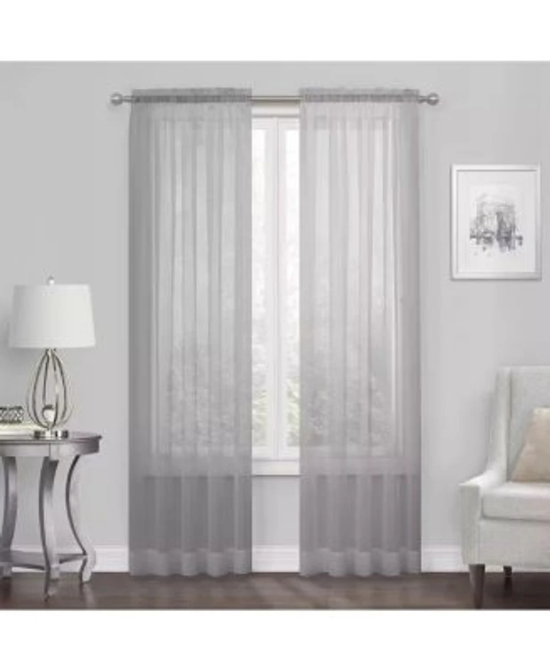 Kate Aurora Essential 1 Piece Silver Gray Sheer Voile Rod Pocket Window Curtain Panel