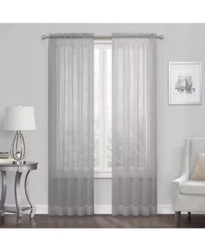 Kate Aurora Essential 1 Piece Silver Gray Sheer Voile Rod Pocket Window Curtain Panel 84 In. Long