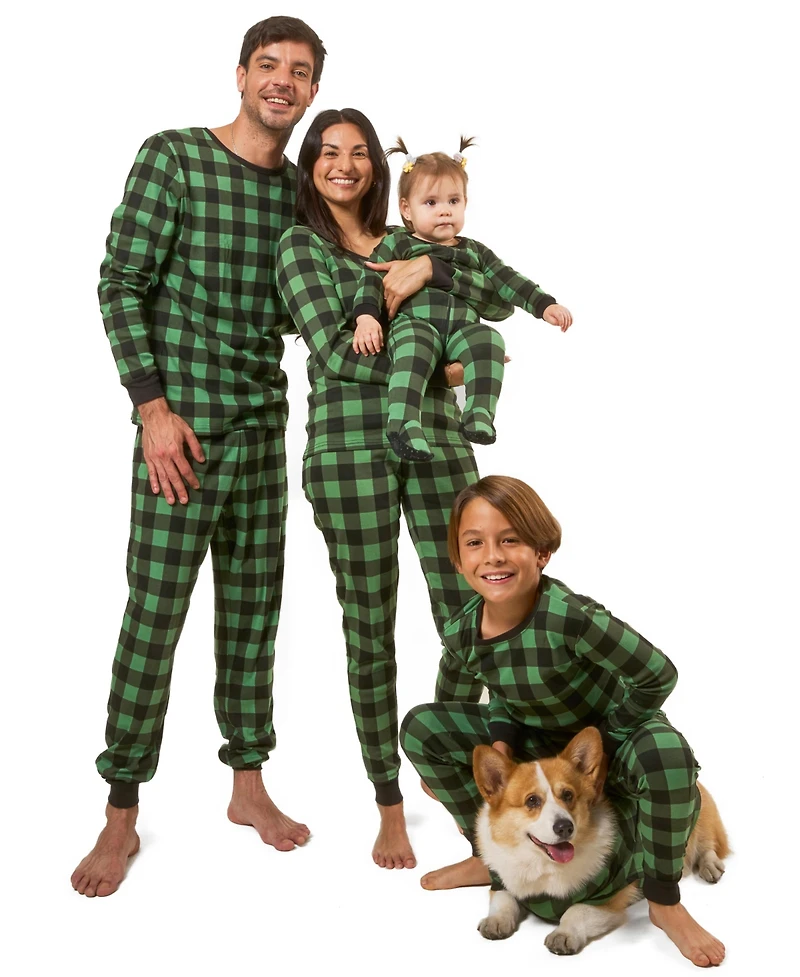Leveret Dog Cotton Pajamas, Plaid Black and White, Matching Family Christmas Pajamas
