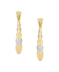 Macy's Satin Polished Triple Tone Graduated Xoxo Oval Hoop Earrings in 10K Yellow Gold, Rose Gold and Rhodium