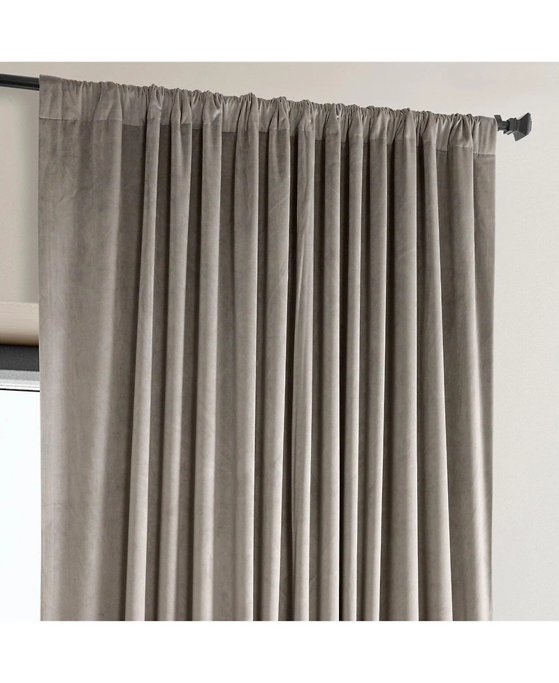 Half Price Drapes Library Taupe Extra Wide Signature Plush Velvet Hotel Blackout Curtain