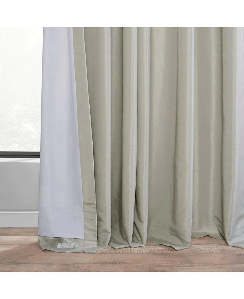 Half Price Drapes Mist Grey Vintage Textured Faux Dupioni Silk Blackout Curtain