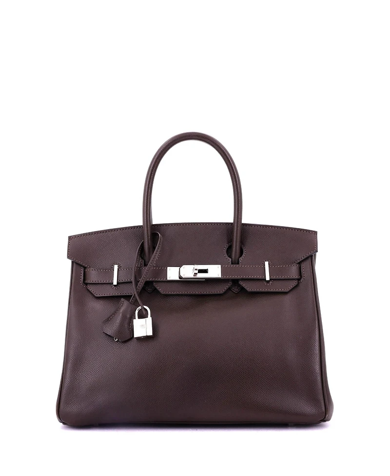 Pre-Owned Hermes Birkin Handbag Brown Epsom with Palladium Hardware