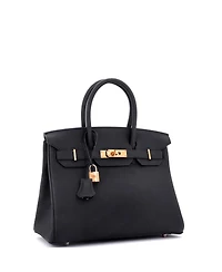 Pre-Owned Hermes Birkin 30 Handbag Black Togo with Rose Gold Hardware