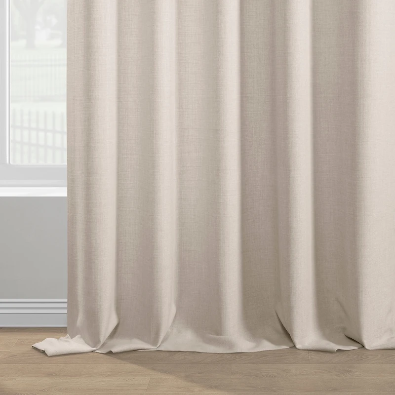 Half Price Drapes Parchment Cream Italian Faux Linen Room Darkening Curtain