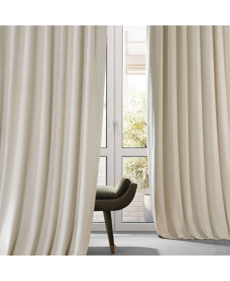 Half Price Drapes Diva Cream Signature Plush Velvet Hotel Blackout Curtain