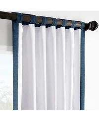 Half Price Drapes Sergeants Blue Italian Faux Linen Room Darkening Curtain