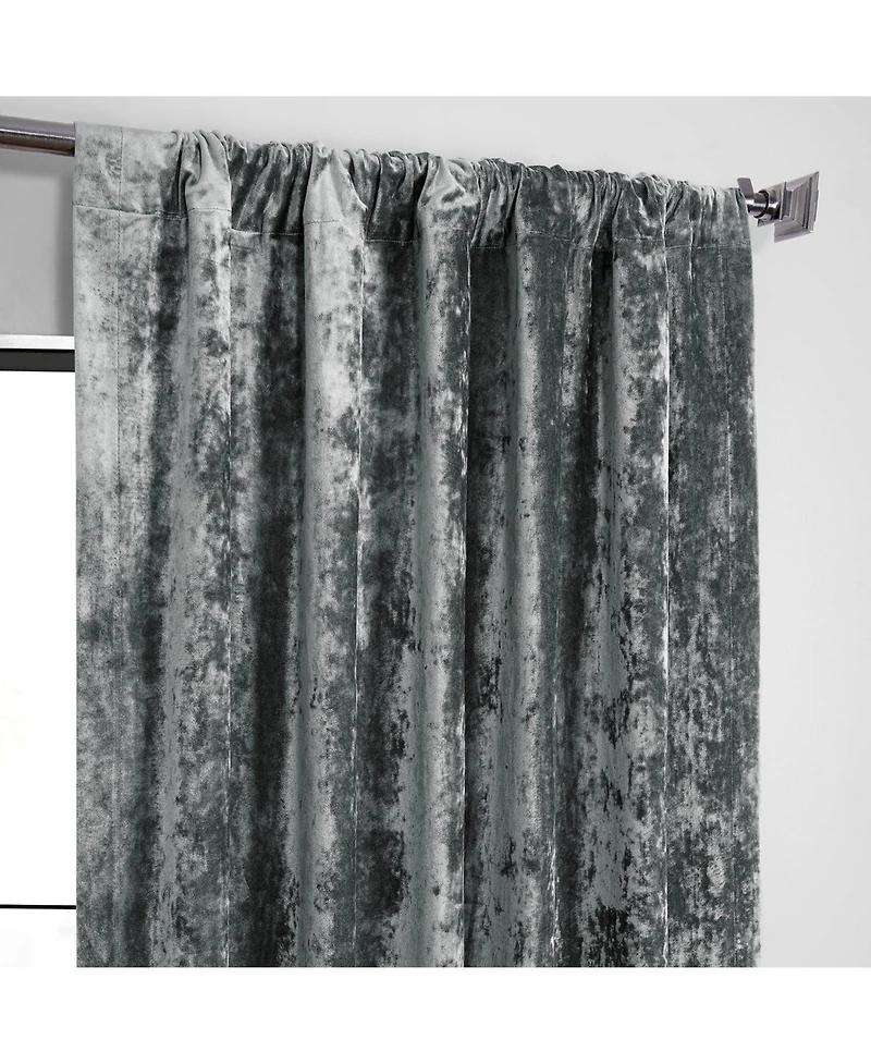 Half Price Drapes Stone Grey Lush Crush Velvet Room Darkening Curtain