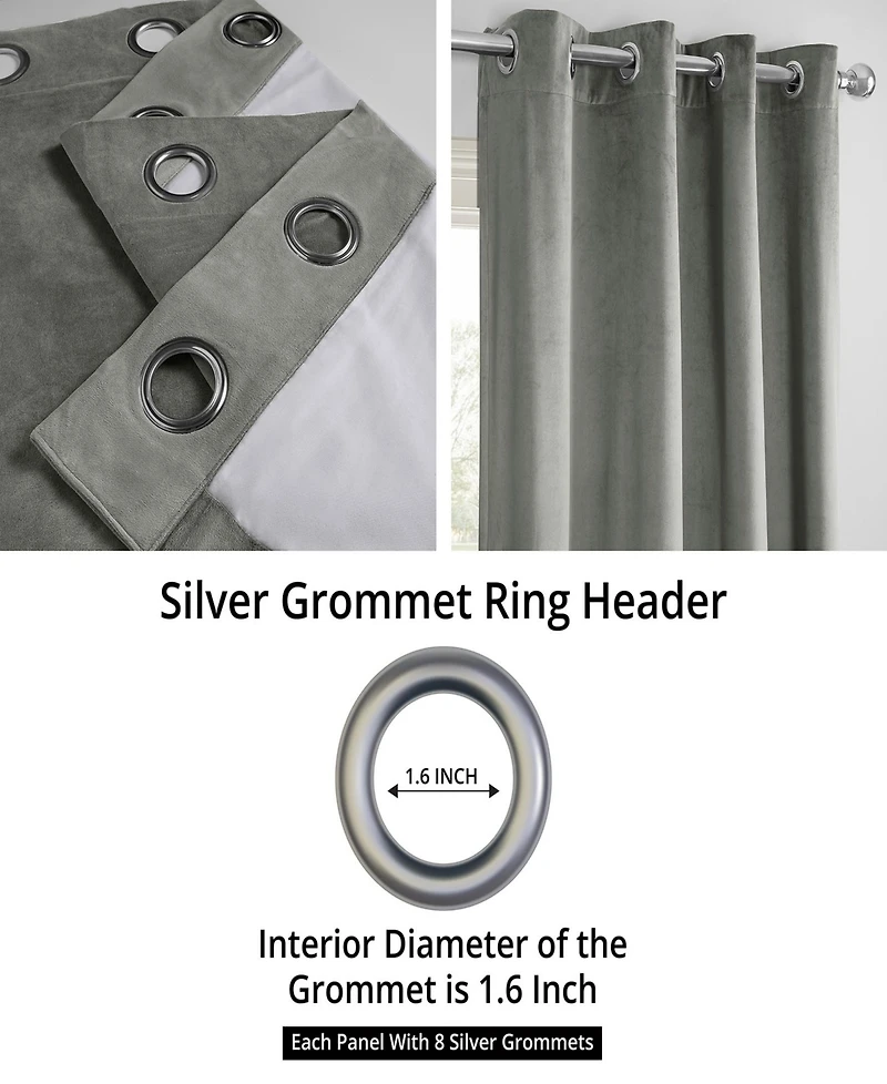 Half Price Drapes Silver Grey Grommet Signature Velvet Blackout Curtain