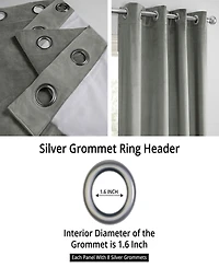 Half Price Drapes Silver Grey Grommet Signature Velvet Blackout Curtain