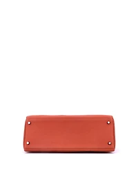 Pre-Owned Hermes Kelly 35 Handbag Orange Clemence with Palladium Hardware