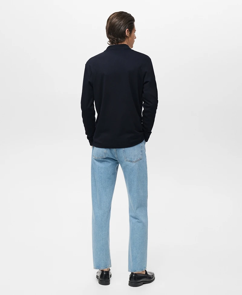 Mango Men's Regular-Fit Knitted Polo Sweater