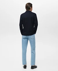 Mango Men's Regular-Fit Knitted Polo Sweater