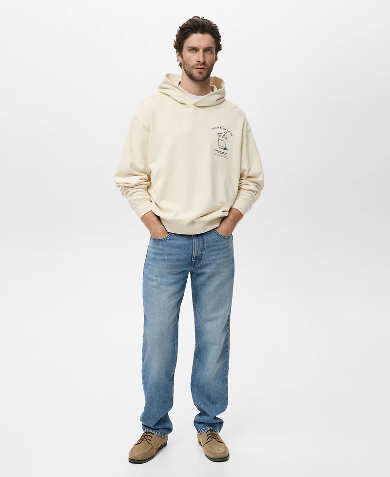 Mango Men's Graphic Hooded Sweatshirt