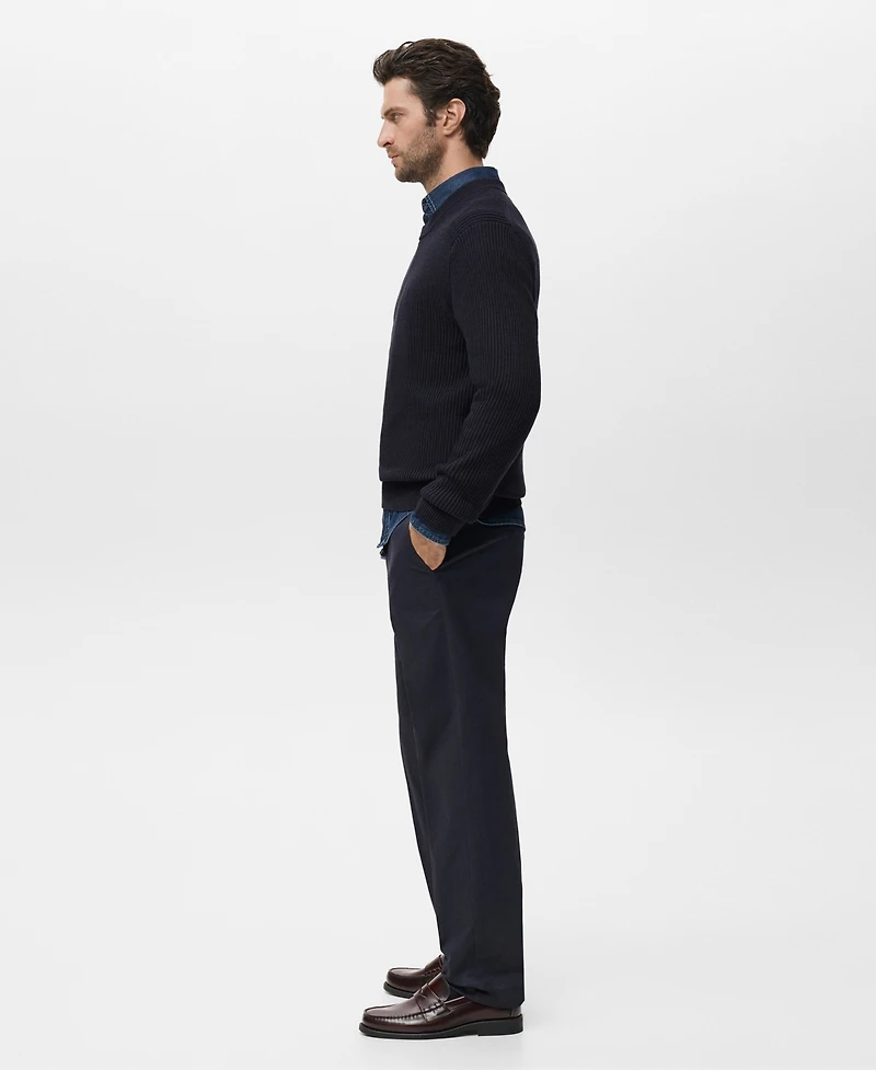 Mango Men's Fine Rib-Knit Cotton Sweater