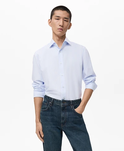 Mango Men's Cotton Striped Slim-Fit Shirt