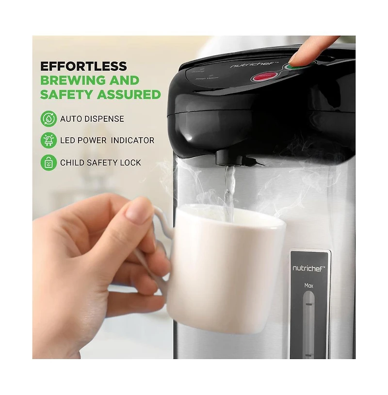 NutriChef 5L Electric Water Boiler & Warmer with Quick Heating and 3 Dispensing Options (PKWK63)