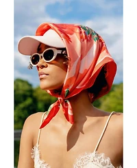 Jessie Zhao New York Double Sided Silk Scarf Crossing Red