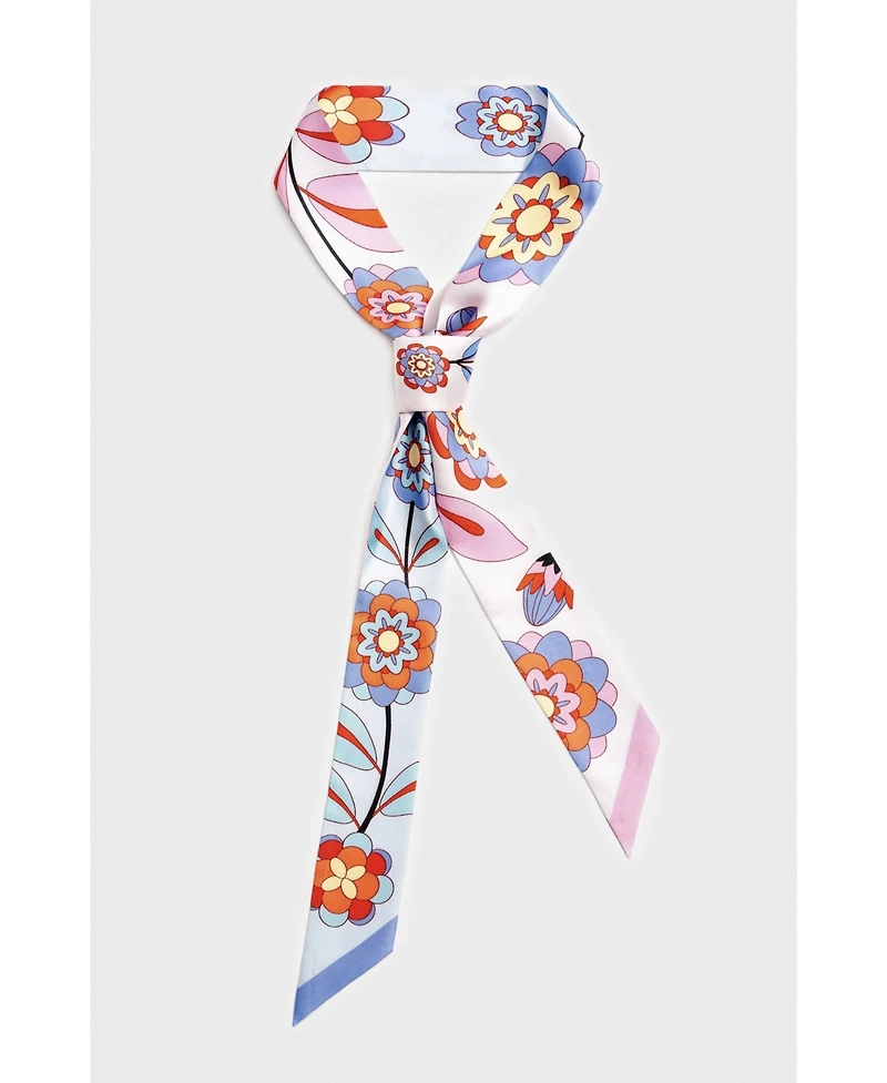 Jessie Zhao New York Silk Skinny Scarf Pink Garden