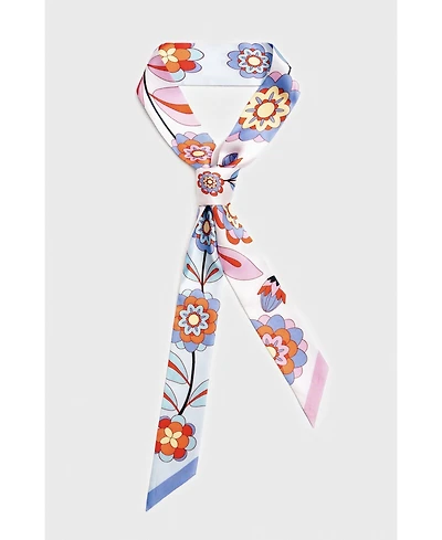 Jessie Zhao New York Silk Skinny Scarf Pink Garden