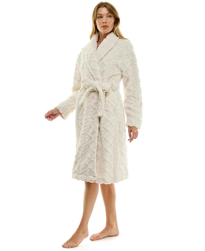 Roudelain Women's Textured Shawl Collar Robe