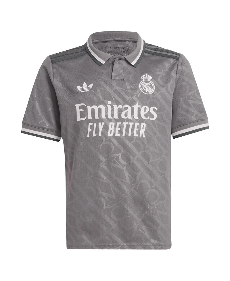 Adidas Big Boys and Girls Originals Charcoal Real Madrid 2024/25 Third Replica Jersey