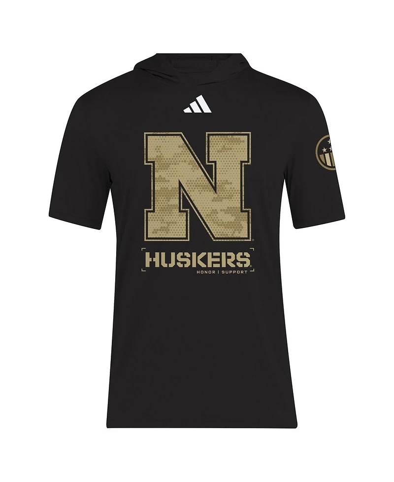 Adidas Men's Black Nebraska Huskers 2025 Military Appreciation Aeroready T-Shirt
