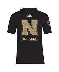 Adidas Men's Black Nebraska Huskers 2025 Military Appreciation Aeroready T-Shirt