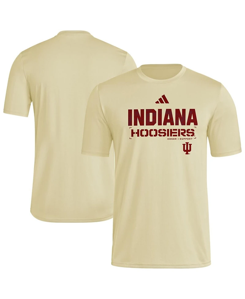 Adidas Men's Natural Indiana Hoosiers 2025 Military Appreciation Pre-Game Aeroready T-Shirt