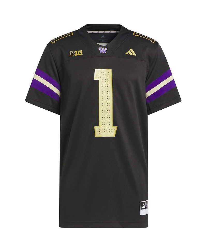 Adidas Men's 1 Black Washington Huskies Premier Strategy Jersey