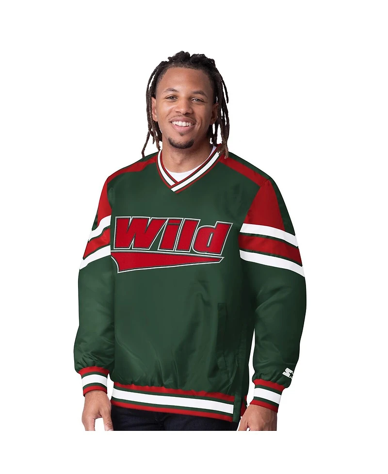 Starter Men's Green Minnesota Wild Reliever V-Neck Pullover Jacket