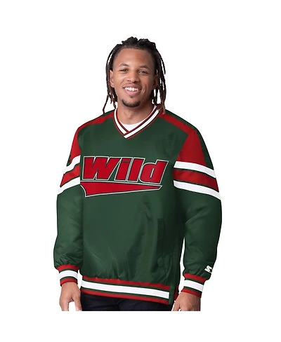 Starter Men's Green Minnesota Wild Reliever V-Neck Pullover Jacket