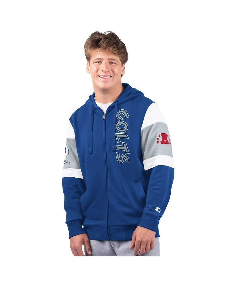 Starter Men's Royal Indianapolis Colts Extreme Logo Full-Zip Hoodie
