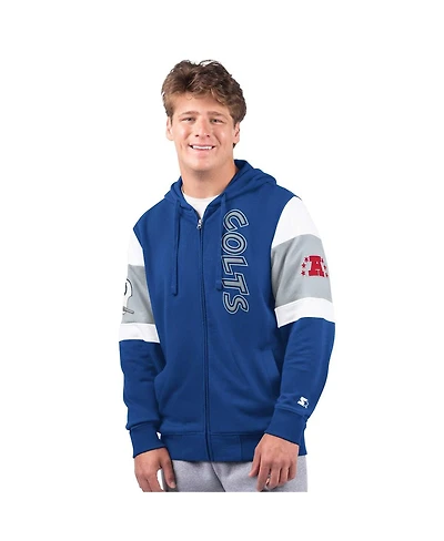 Starter Men's Royal Indianapolis Colts Extreme Logo Full-Zip Hoodie