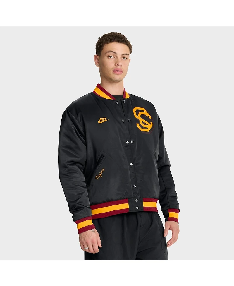 Nike Men's Black Usc Trojans Legacy Full-Snap Bomber Jacket