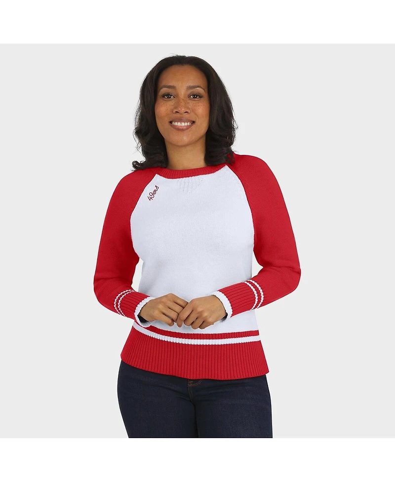 Wear by Erin Andrews Women's White/Scarlet San Francisco 49ers Color Block Raglan Sweater