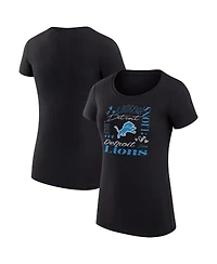 G-iii 4Her by Carl Banks Women's Black Detroit Lions Super-Slim Fit Lightweight Collage Team T-Shirt