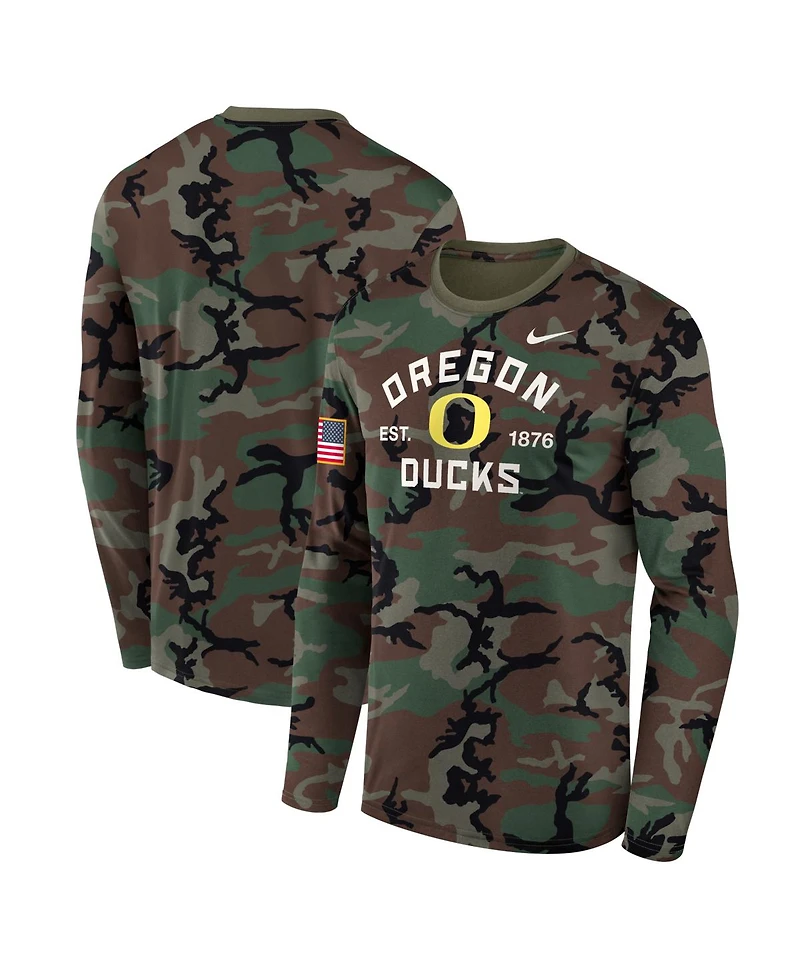 Nike Men's Camo Oregon Ducks 2025 Military Appreciation Legend Dri-fit Long Sleeve T-Shirt