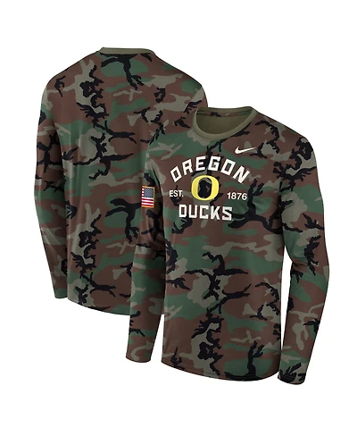 Nike Men's Camo Oregon Ducks 2025 Military Appreciation Legend Dri-fit Long Sleeve T-Shirt