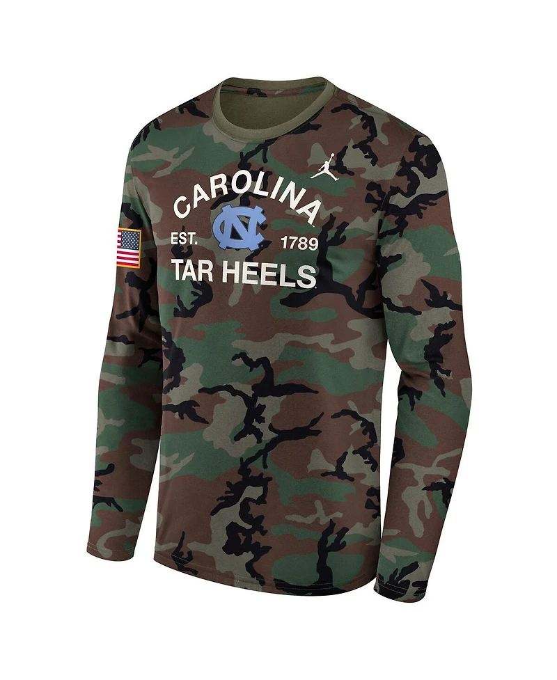 Jordan Men's Camo North Carolina Tar Heels 2025 Military Appreciation Legend Dri-fit Long Sleeve T-Shirt