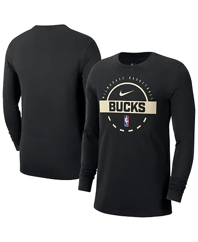 Nike Men's Black Milwaukee Bucks Authentic Long Sleeve Practice T-Shirt