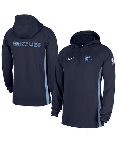 Nike Men's Navy Memphis Grizzlies Authentic On Court Zone Quarter-Zip Dri-fit Hoodie Jacket