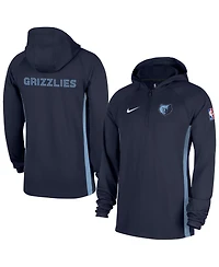 Nike Men's Navy Memphis Grizzlies Authentic On Court Zone Quarter-Zip Dri-fit Hoodie Jacket