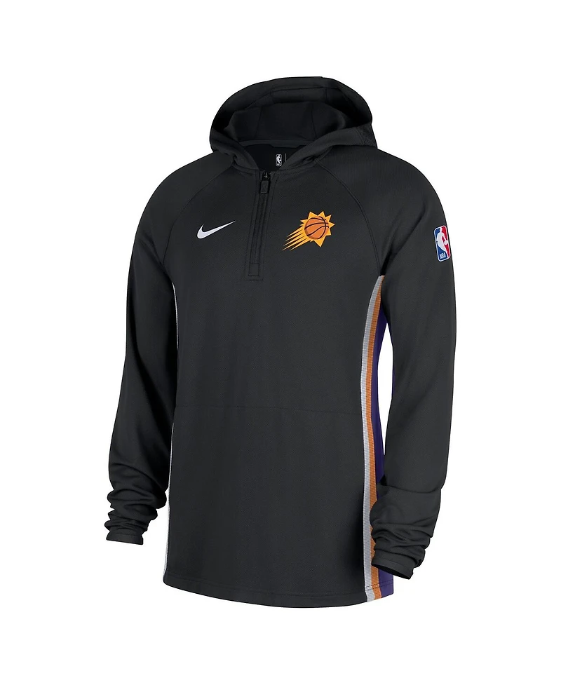 Nike Men's Black Phoenix Suns Authentic On Court Zone Quarter-Zip Dri-fit Hoodie Jacket