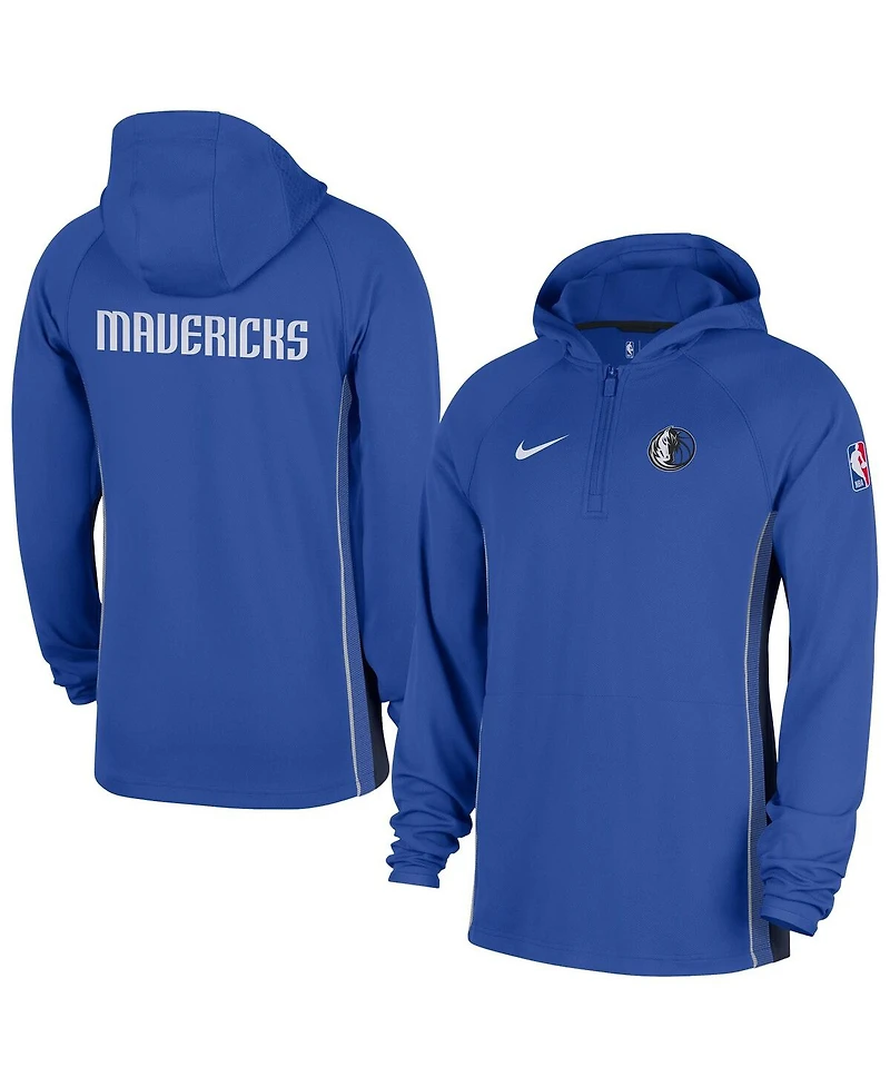 Nike Men's Royal Dallas Mavericks Authentic On Court Zone Quarter-Zip Dri-fit Hoodie Jacket