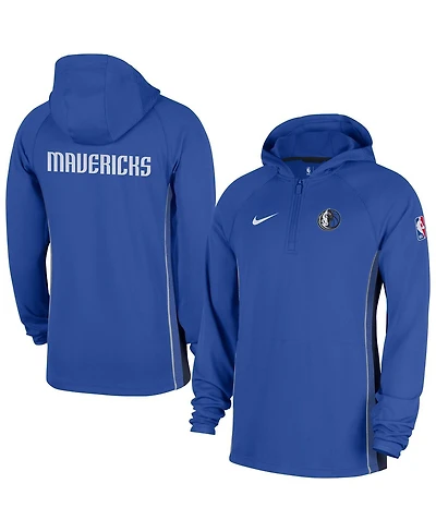 Nike Men's Royal Dallas Mavericks Authentic On Court Zone Quarter-Zip Dri-fit Hoodie Jacket