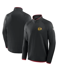 Fanatics Men's Black Chicago Blackhawks Authentic Pro Rink Raglan Quarter-Zip Pullover