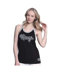 G-iii 4Her by Carl Banks Women's Black Los Angeles Kings Curveball Racerback Scoop Neck Slub Tank Top